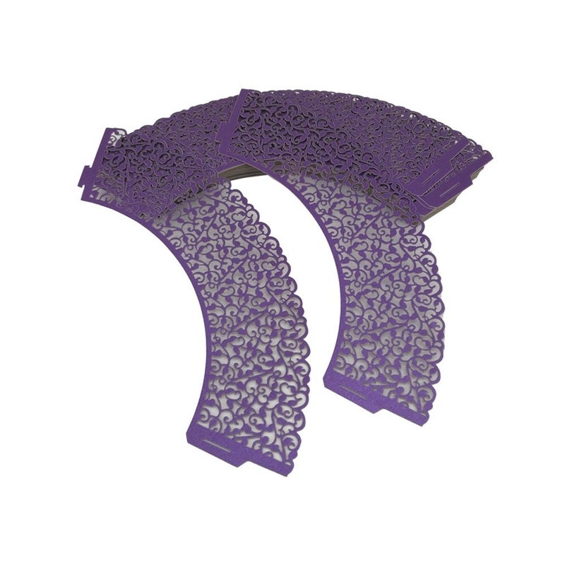 yueton Pack of 50 Cake Wrapper Wraps Liner Wedding Party Baby Shower Cupcake Decoartion (Purple) - Image 2